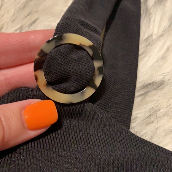 GOOD AMERICAN Black Tortoise Ring Corset Top SMALL - Picture 4 of 10